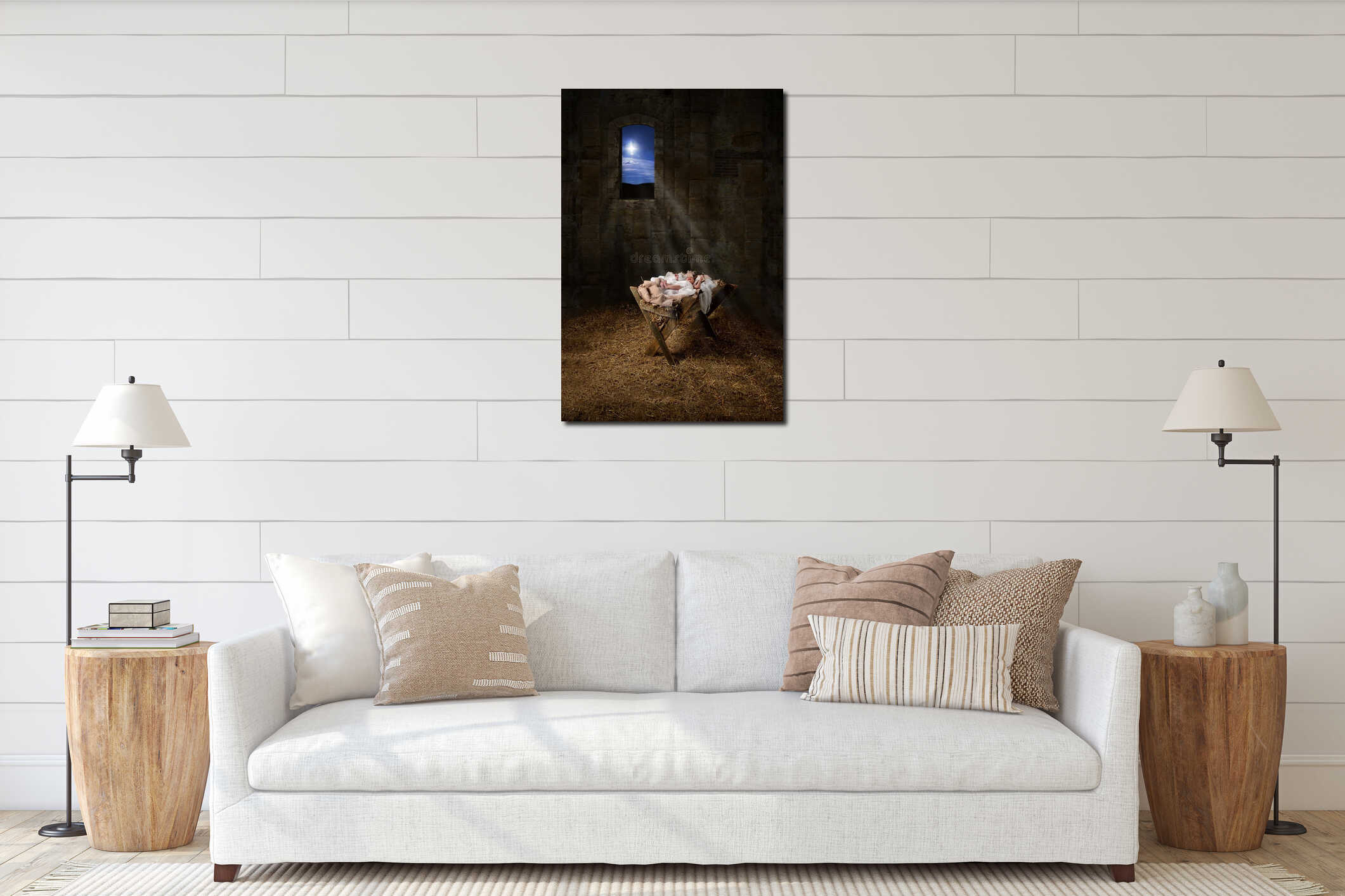 Canvas hanging interior mockup