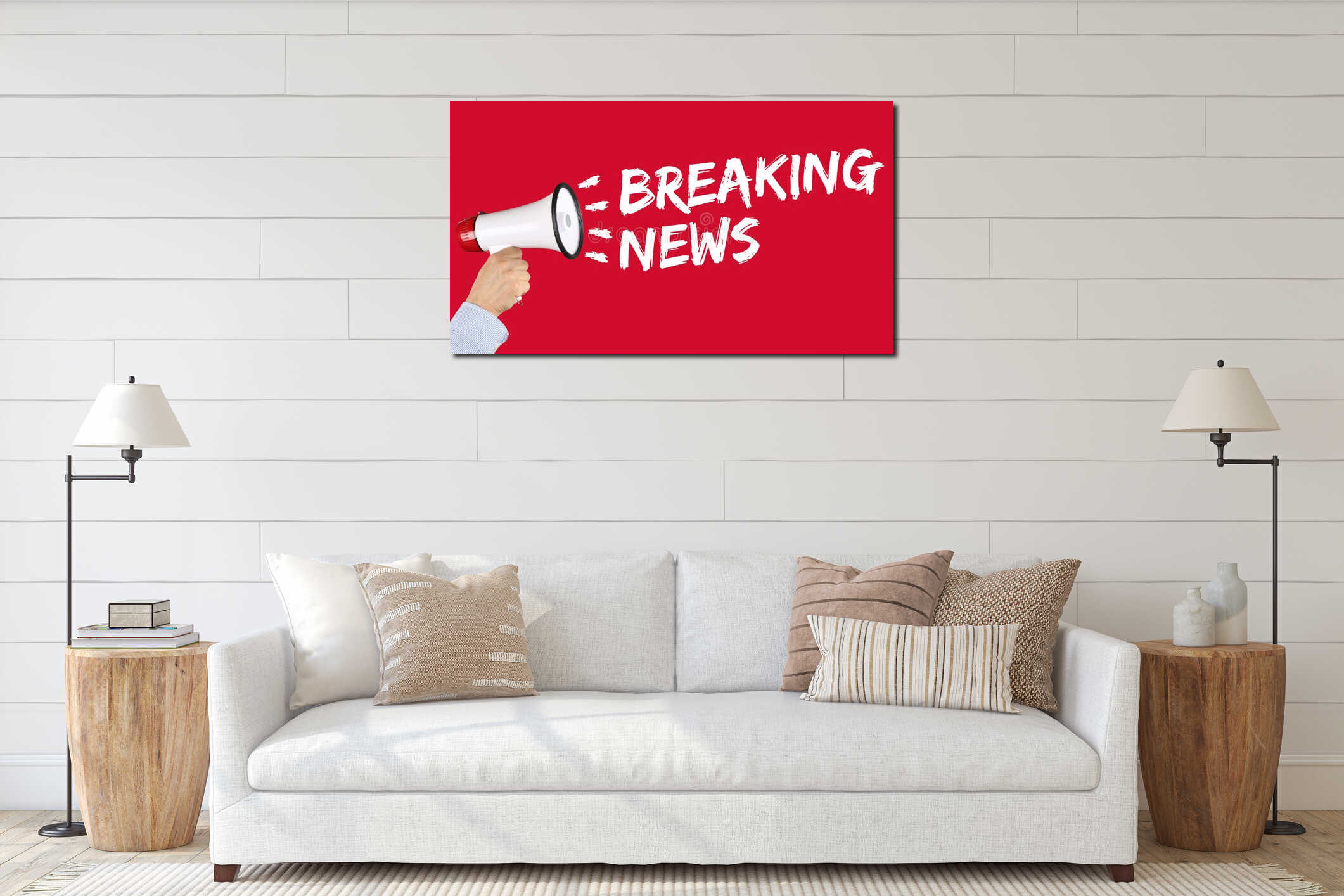 Canvas hanging interior mockup