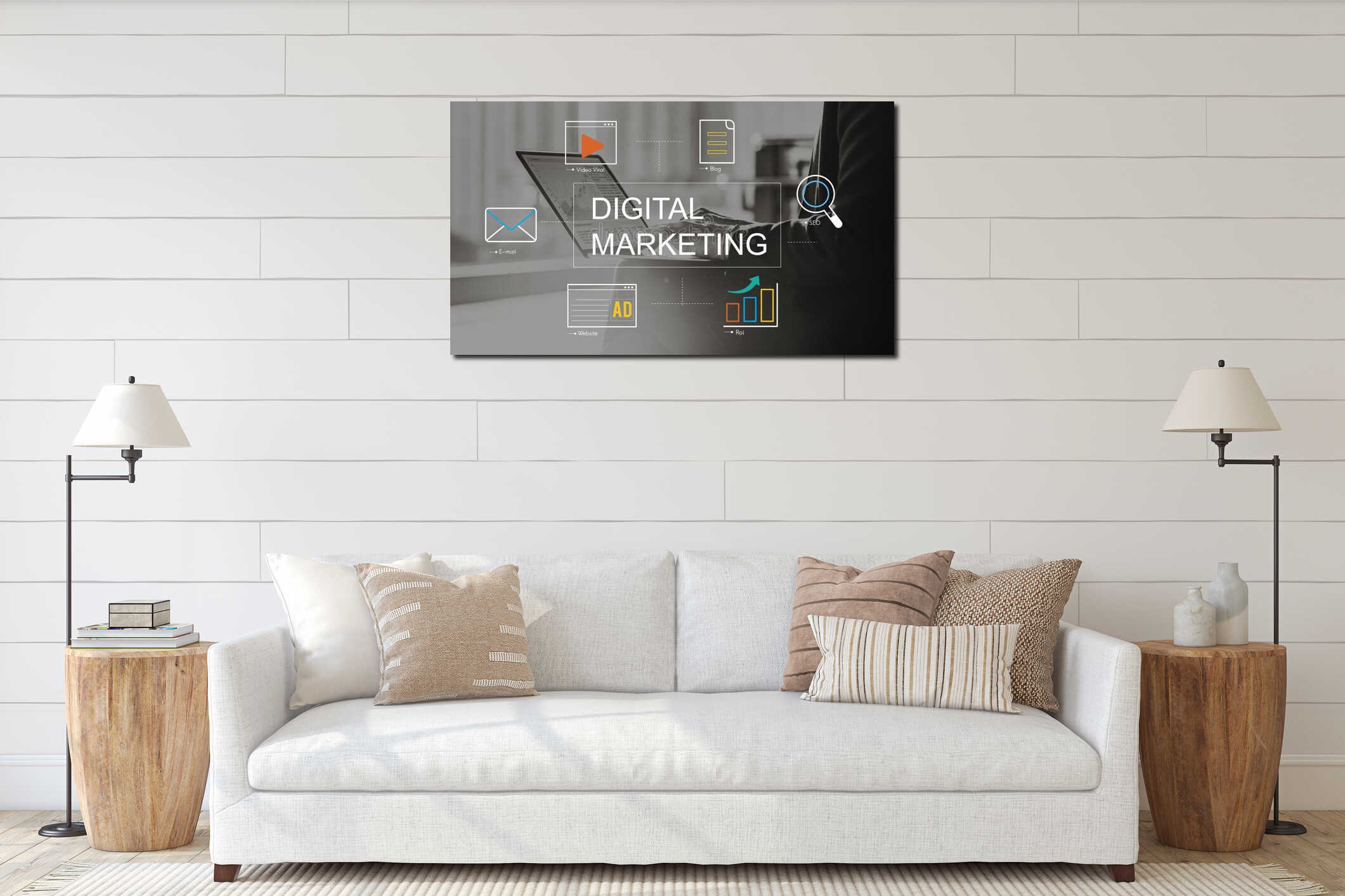 Canvas hanging interior mockup