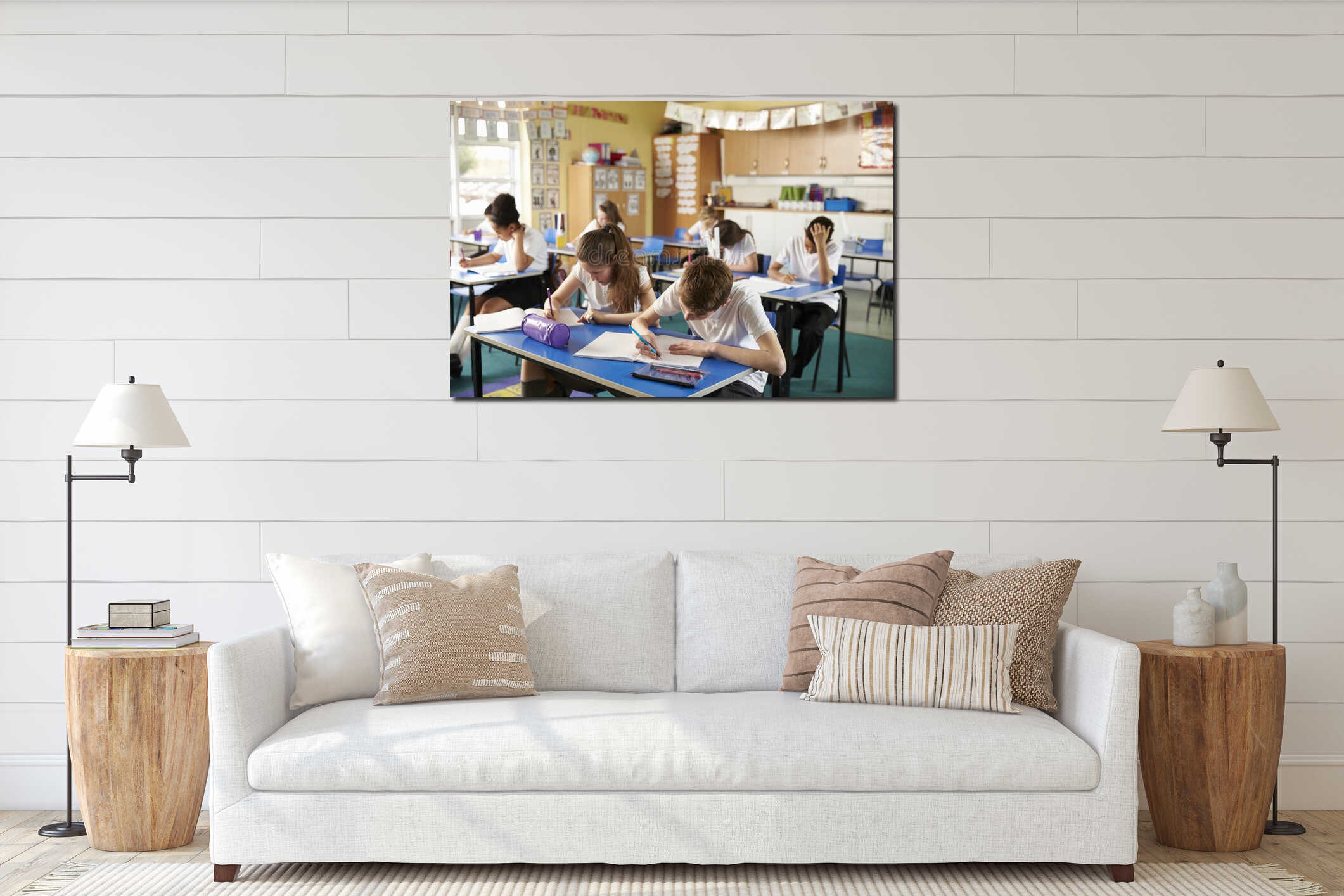 Canvas hanging interior mockup
