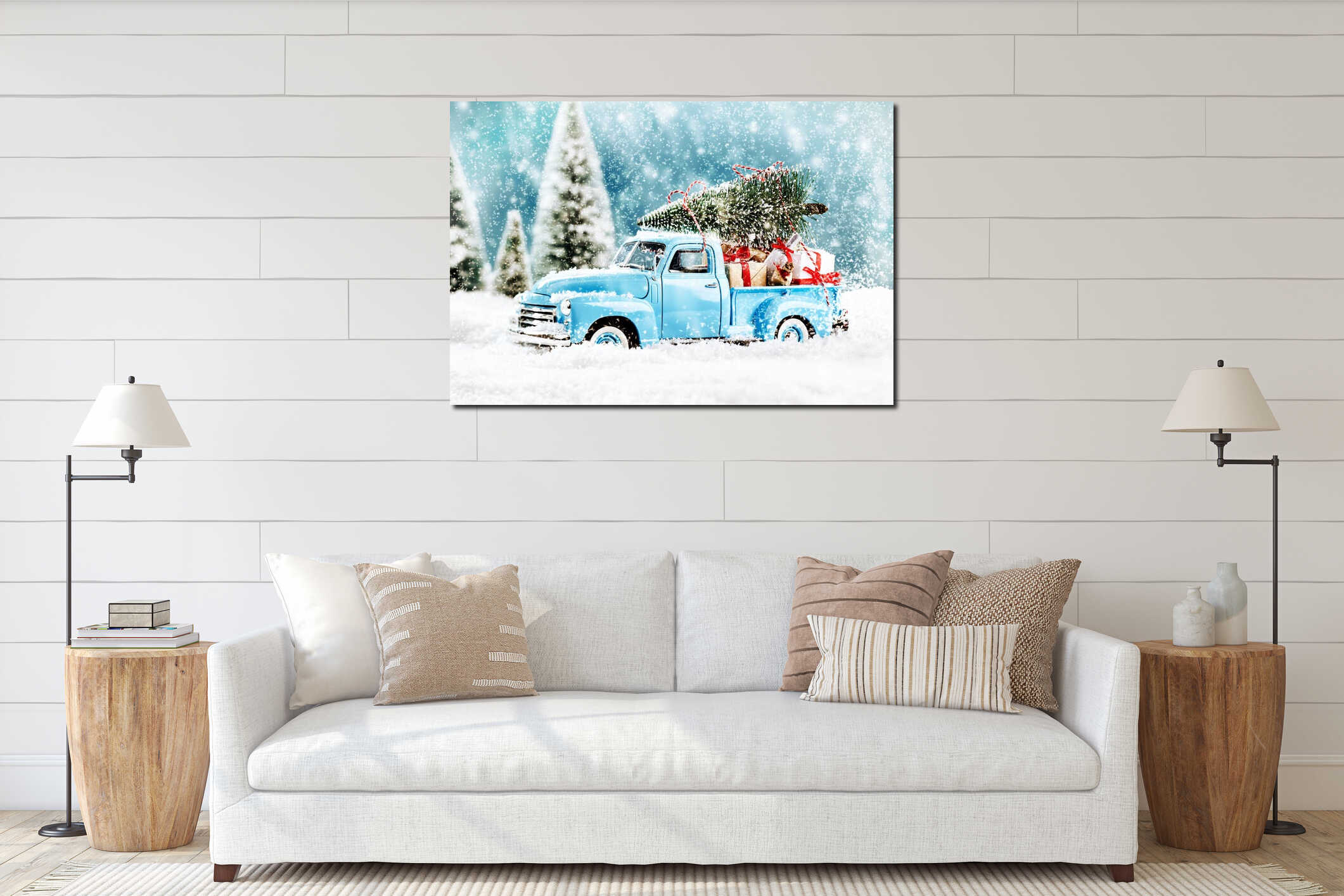 Canvas hanging interior mockup