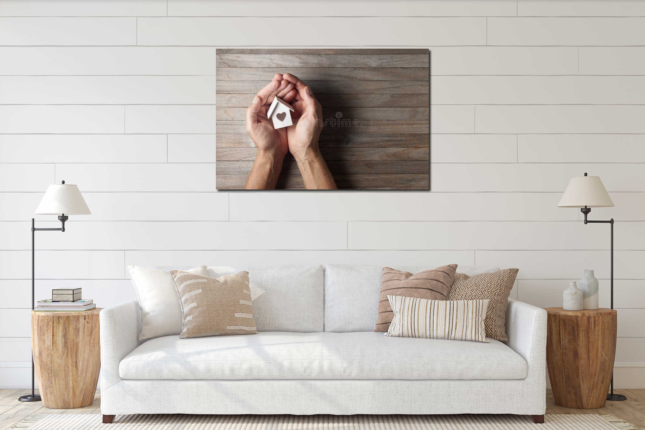 Canvas hanging interior mockup