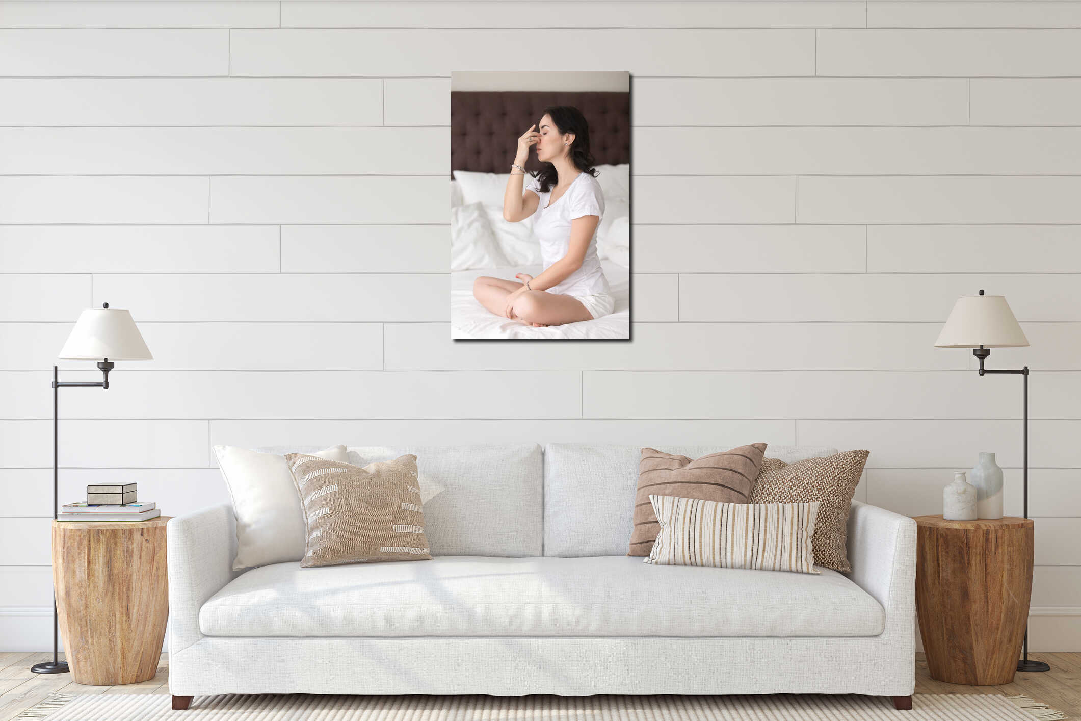 Canvas hanging interior mockup