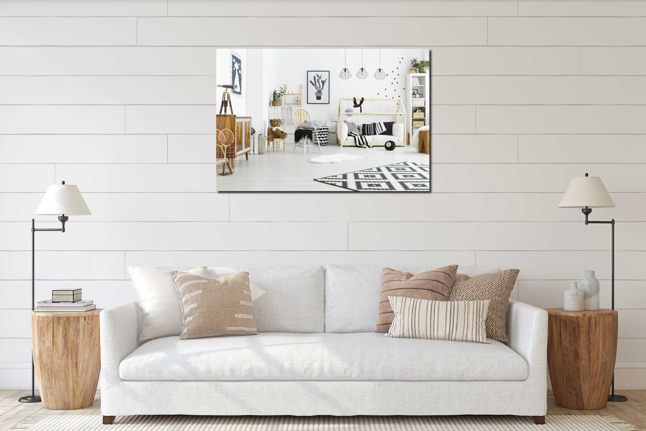 Canvas hanging interior mockup