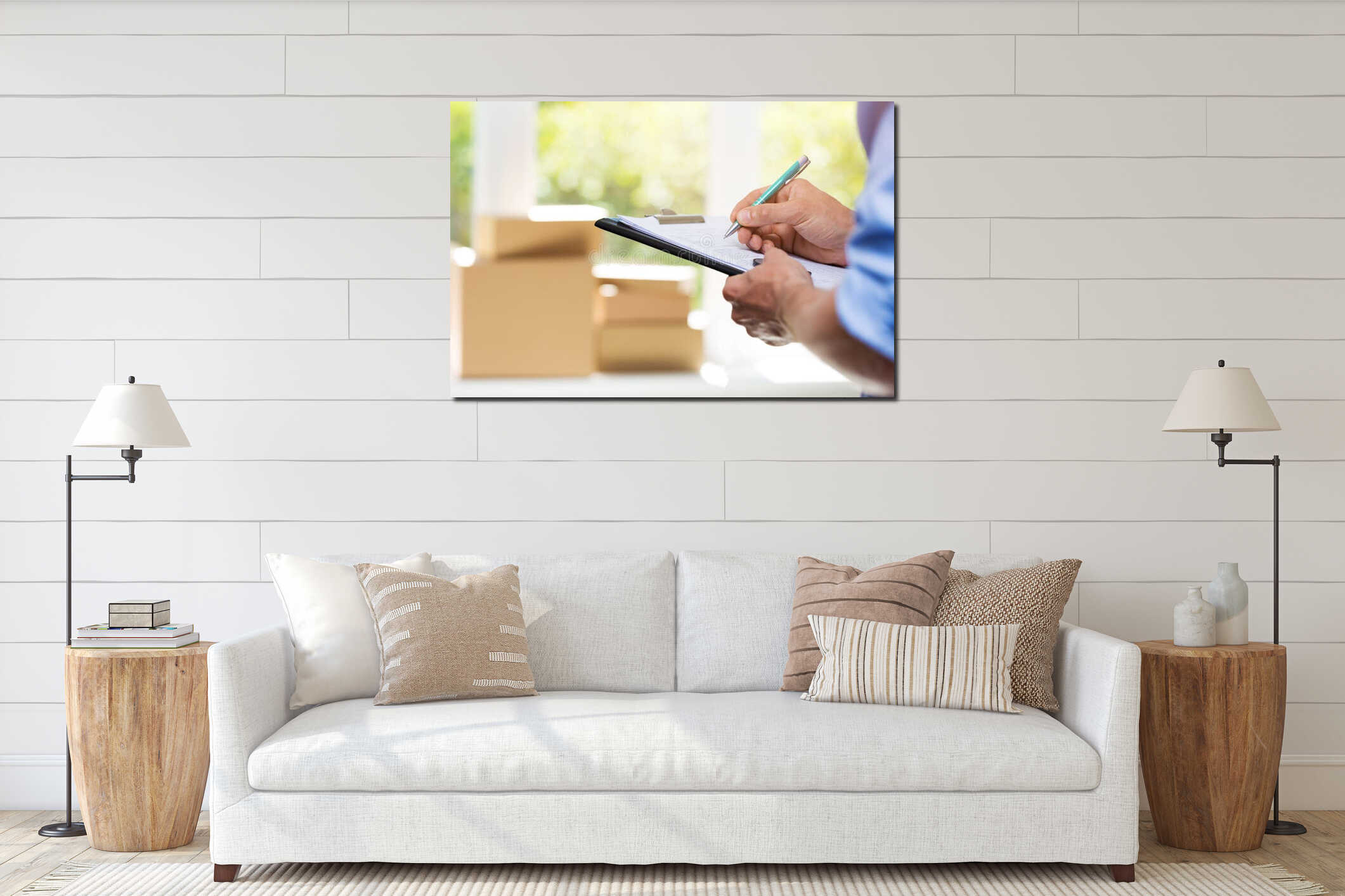 Canvas hanging interior mockup