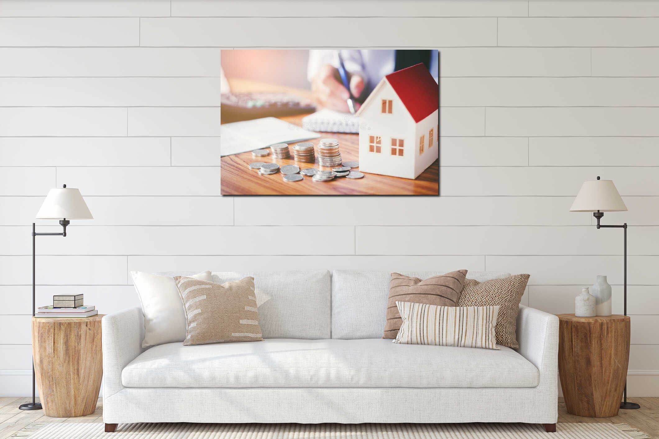 Canvas hanging interior mockup